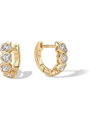 14K Gold Plated Huggie Earrings for Women - Gold Earrings Hoops with Heart Shape